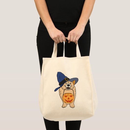 Pumpkin Witch Dog トートバッグ (正面(商品))