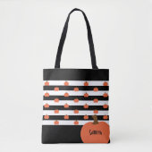 Pumpkin with Black & White Stripes - Personalized  トートバッグ (正面)