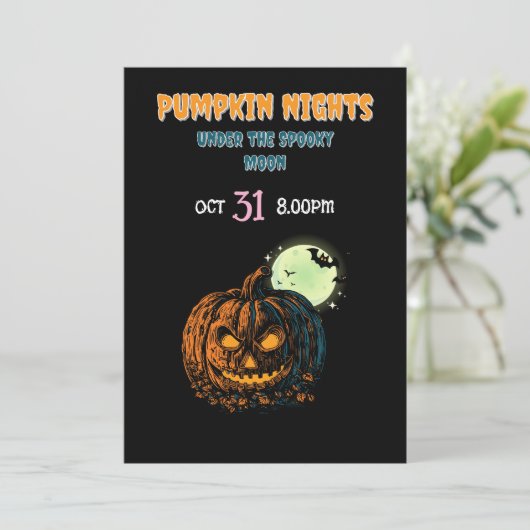 Pumpkin with Full Moon &  Halloween 招待状 (スタンド正面)