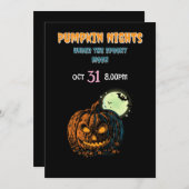 Pumpkin with Full Moon &  Halloween 招待状 (正面/裏面)