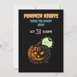 Pumpkin with Full Moon &  Halloween 招待状