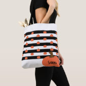 Pumpkin with White & Black Stripes - Personalized  トートバッグ (クローズアップ)