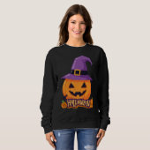 Pumpkin with Witch Hat – Cute Halloween Jack O’Lan スウェットシャツ (正面フル)