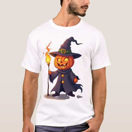 Pumpkin Wizard � Magical Halloween Sorcerer Tee Tシャツ (正面)