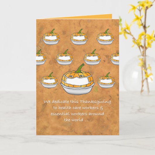 PumpkinPatch米国感謝祭からマスクされた医療 カード (黄色い花)