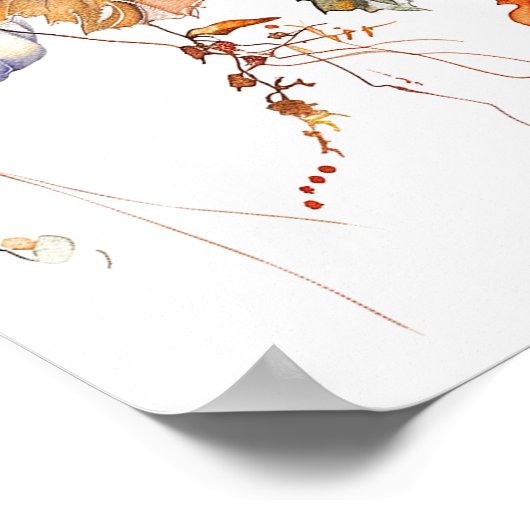 Pumpkins and Fall Leaves Bridal Shower Welcome ポスター (角)