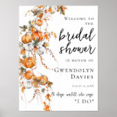 Pumpkins and Fall Leaves Bridal Shower Welcome ポスター (正面)