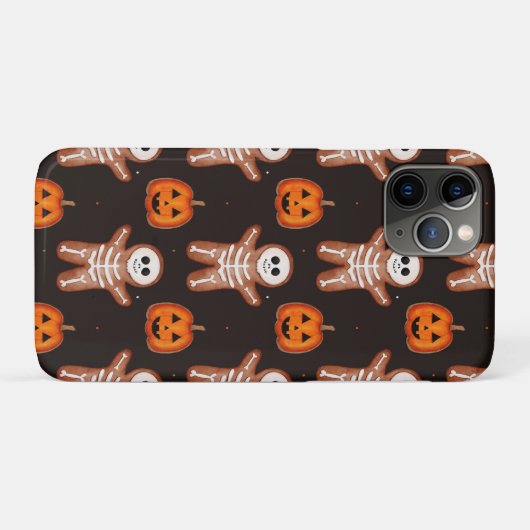 Pumpkins and Skeleton Gingerbread Halloween Design Case-Mate iPhoneケース (裏面(横))