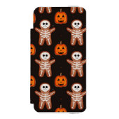 Pumpkins and Skeleton Gingerbread Halloween Design Incipio iPhoneウォレットケース (フォリオ 正面)