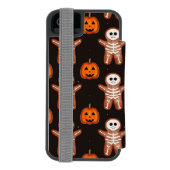 Pumpkins and Skeleton Gingerbread Halloween Design Incipio iPhoneウォレットケース (フォリオ裏面)
