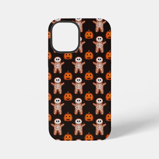Pumpkins and Skeleton Gingerbread Halloween Design iPhoneケース (裏面)
