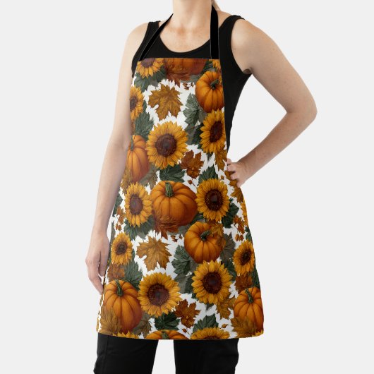 Pumpkins and Sunflowers Autumn Pattern エプロン (インサイチュ)