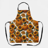 Pumpkins and Sunflowers Autumn Pattern エプロン (正面)
