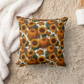 Pumpkins and Sunflowers Autumn Pattern クッション (ブランケット)