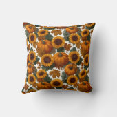 Pumpkins and Sunflowers Autumn Pattern クッション (裏面)
