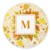 Pumpkins Autumn Fall Harvest Pattern セラミックノブ (正面)