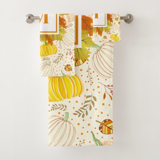 Pumpkins Autumn Fall Harvest Pattern バスタオルセット (インサイチュ)