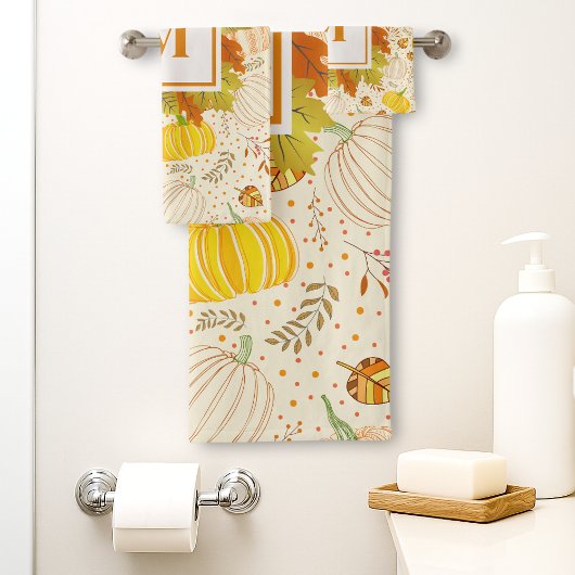 Pumpkins Autumn Fall Harvest Pattern バスタオルセット