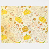 Pumpkins Autumn Fall Harvest Pattern フリースブランケット (正面(横))