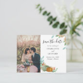 Pumpkins Autumn Wedding日付写真を保存 案内ポストカード (スタンド正面)