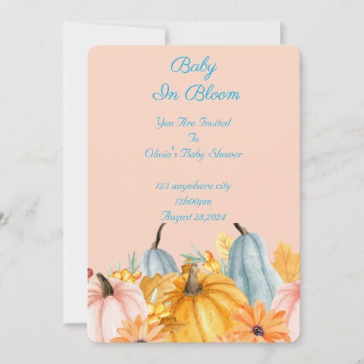 Pumpkins baby shower invitation 招待状 (正面)