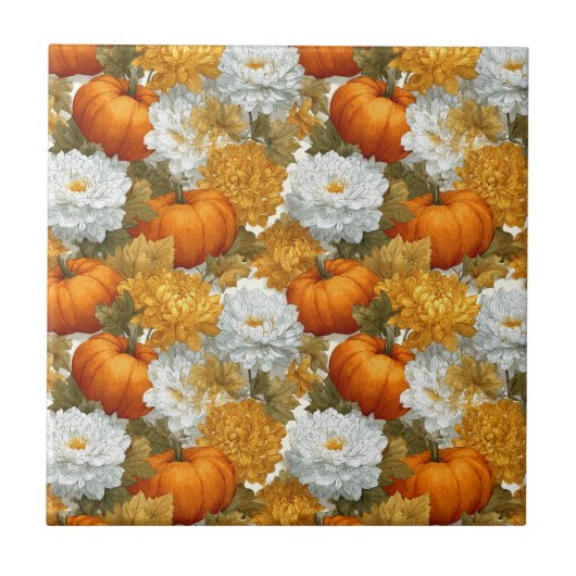 Pumpkins & Chrysanthemums Fall Design タイル (正面)