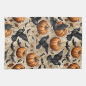 Pumpkins, Crows, and Bats Halloween Pattern キッチンタオル (横)