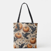 Pumpkins, Crows, and Bats Halloween Pattern トートバッグ (裏面)