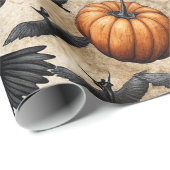 Pumpkins, Crows, and Bats Halloween Pattern ラッピングペーパー (ロールコーナー)