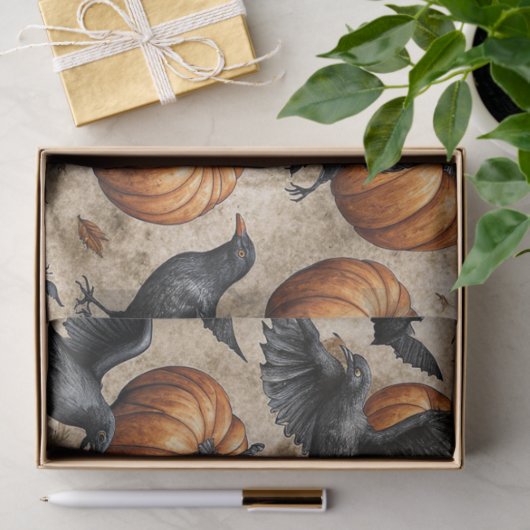 Pumpkins, Crows, and Bats Halloween Pattern 薄葉紙 (ギフト)