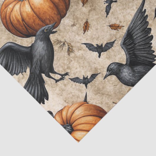 Pumpkins, Crows, and Bats Halloween Pattern 薄葉紙 (詳細)