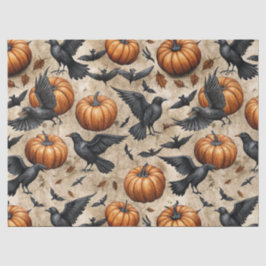 Pumpkins, Crows, and Bats Halloween Pattern 薄葉紙