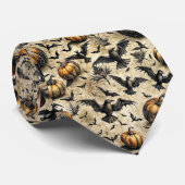 Pumpkins, Crows, and Bats Halloween Pattern (2) ネクタイ (ロール)