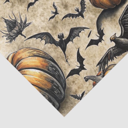 Pumpkins, Crows, and Bats Halloween Pattern (2) 薄葉紙 (詳細)