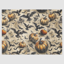 Pumpkins, Crows, and Bats Halloween Pattern (2) 薄葉紙