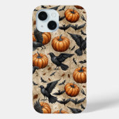 Pumpkins, Crows, and Bats Halloween Pattern Case-Mate iPhoneケース (裏面)