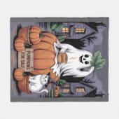 Pumpkins For Sale & Caffeine Ghost & Cat V2 フリースブランケット (正面(横))