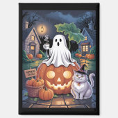 Pumpkins For Sale & Caffeine Ghost With Cat  マグネット (正面)