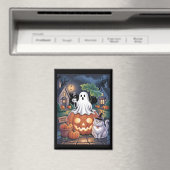 Pumpkins For Sale & Caffeine Ghost With Cat  マグネット (インサイチュ (食洗機))