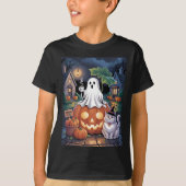 Pumpkins For Sale & Caffeine Ghost With Cat Tシャツ (正面)