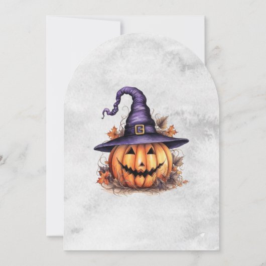 Pumpkins Haunted House Bats Halloween Party 招待状 (裏面)