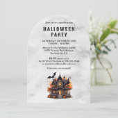 Pumpkins Haunted House Bats Halloween Party 招待状 (スタンド正面)