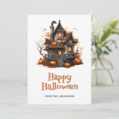 Pumpkins Haunted House Ghost Halloween Card シーズンカード (スタンド正面)