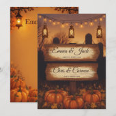 Pumpkins & Lanterns Fall Wedding  招待状 (正面/裏面)