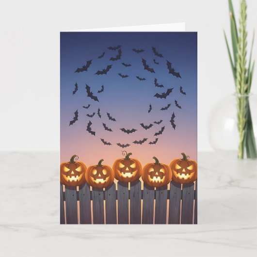 Pumpkins On A Fence Halloween Folded Greeting Card カード (正面)