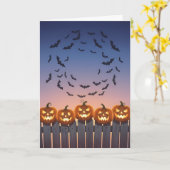 Pumpkins On A Fence Halloween Folded Greeting Card カード (黄色い花)