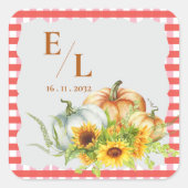 Pumpkins Rustic Fall Monogram Wedding Envelope スクエアシール (正面)