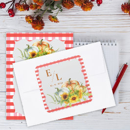Pumpkins Rustic Fall Monogram Wedding Envelope スクエアシール