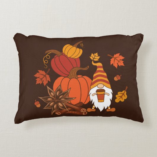 Pumpkins, star anise, cinnamon sticks, autumn leav アクセントクッション (正面)