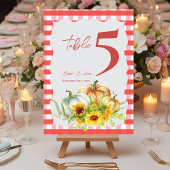 Pumpkins Sunflowers Fall Wedding Table Number サンキューカード